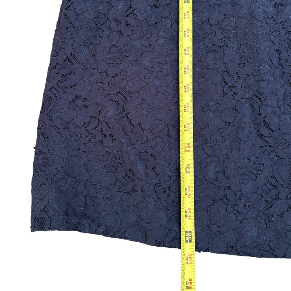 J. Crew Factory Navy Blue‎ All Over Floral Lace Sheath Knee-Length Dress Size 6 - Picture 9 of 13